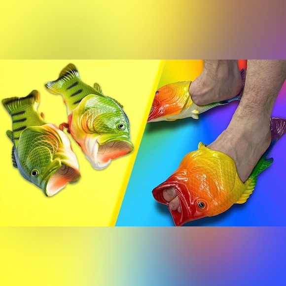 Men's Fish-Shaped Sandals - Red and Blue - Picture 4 of 7